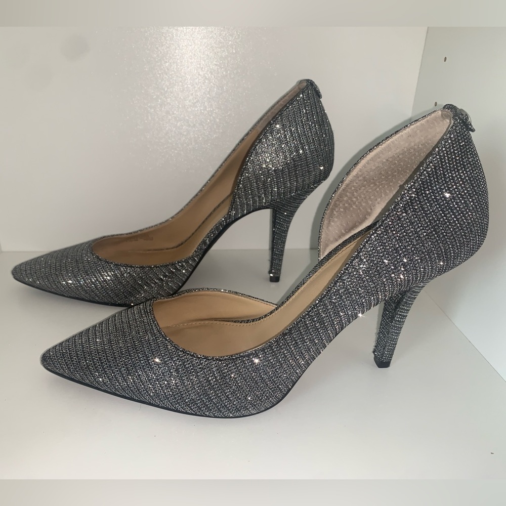 MICHAEL Michael Kors Pewter Heels with D'Orsay Cut